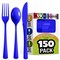 Exquisite Polished Plastic Silverware – 150 Pcs Heavy Duty Cutlery Set – 50 Each of Forks, Knives & Spoons – Disposable Utensil Set for Parties, Events & Catering – Flatware Set by Party Solids
